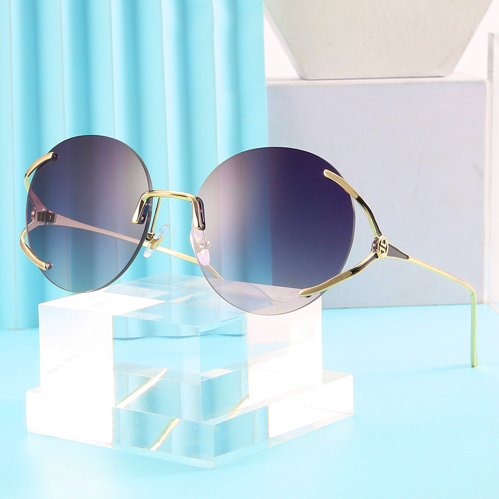 Oval Custom Rimless Sunglasses Classic Sunglasses Shades Women Sun Glasses River Ladies Party Oversized