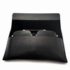 Black hidden button magnetic leather custom glasses case smooth high-end Foldable Box 